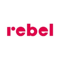 Logo Rebel – wydawcy i dystrybutora gier planszowych oraz partnera Dąbrowskiego Klubu Gier Planszowych.